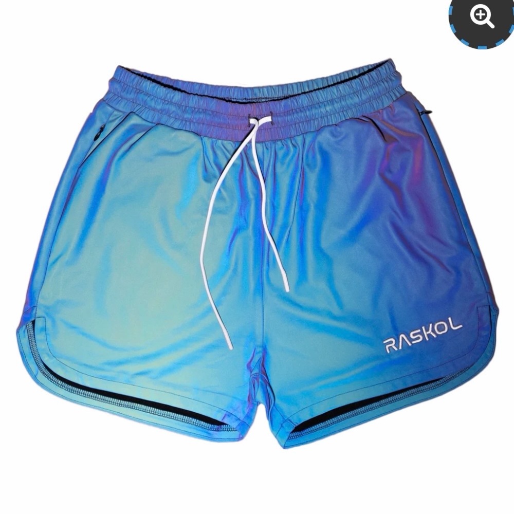 Size Medium Raskol space shorts flash reflective fabric material. Inseam 4”